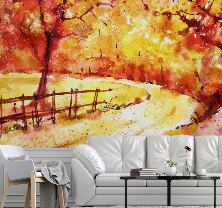 Autumn scenic path landscape wall mural - TenStickers