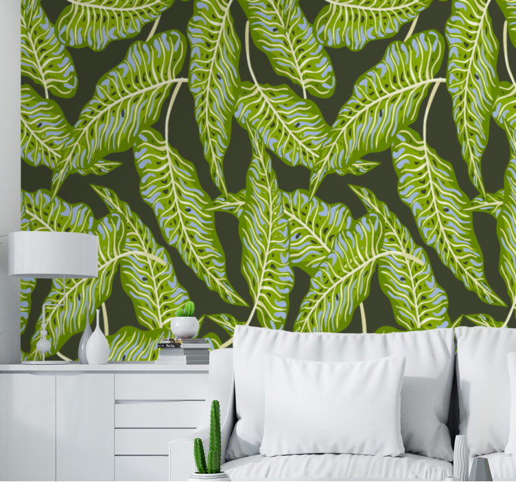 Banana Leaves Dark Green nature wall mural - TenStickers