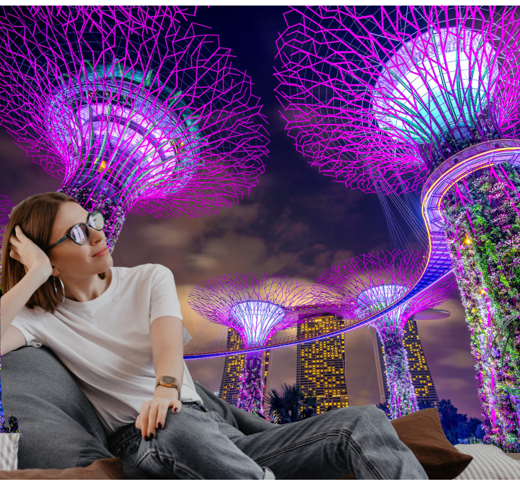 Beautiful lights of Singapore city wall mural - TenStickers