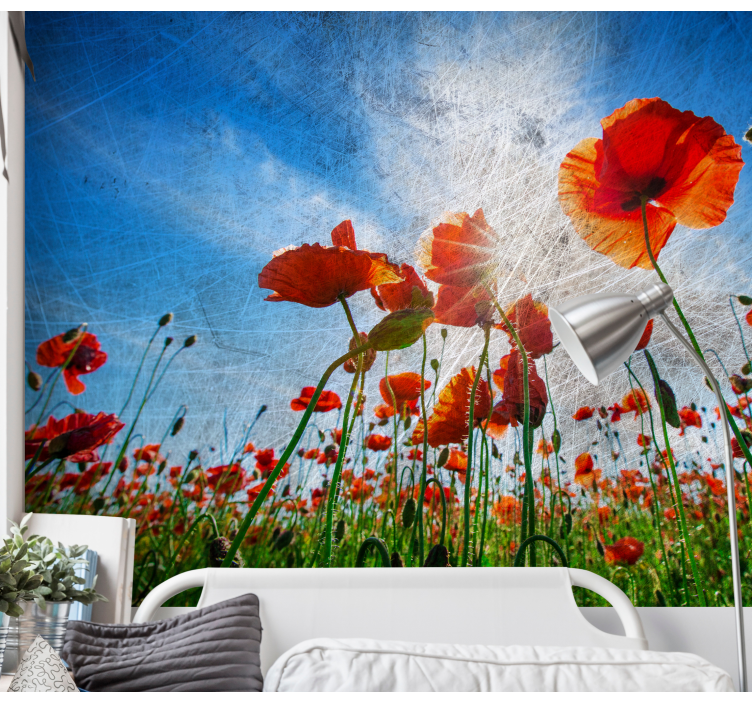 Beautiful sunshine on Poppy Wall Mural - TenStickers