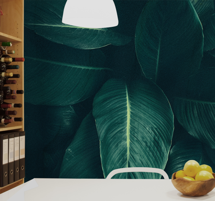 Big green tropical leaves nature wall mural - TenStickers