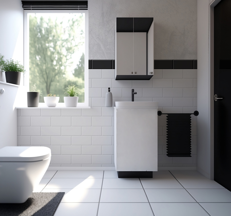 Blanco azulejosWhite Tiles wall mural - TenStickers