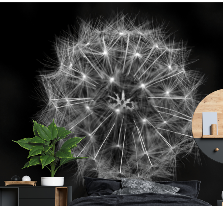Blowball flower grey  dandelion wall mural - TenStickers