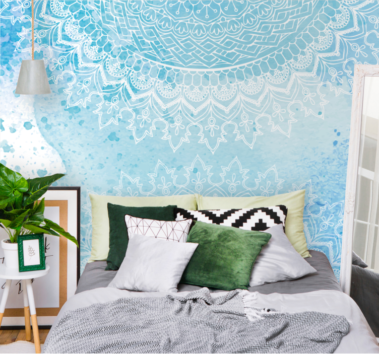 Blue bohemian mandala art Wall Mural - TenStickers