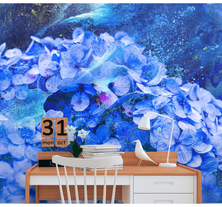 Blue flowers wall mural design - TenStickers