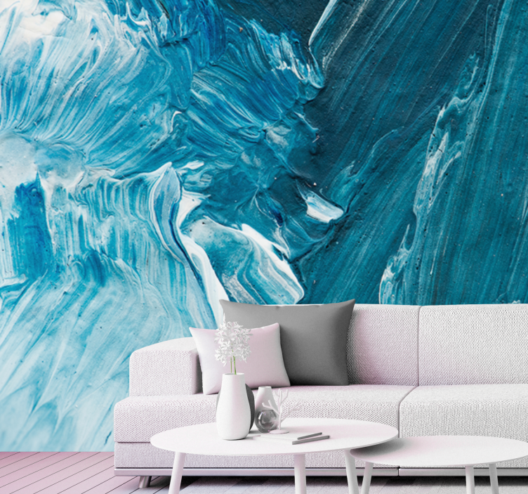 Blue painting art living room wall mural - TenStickers
