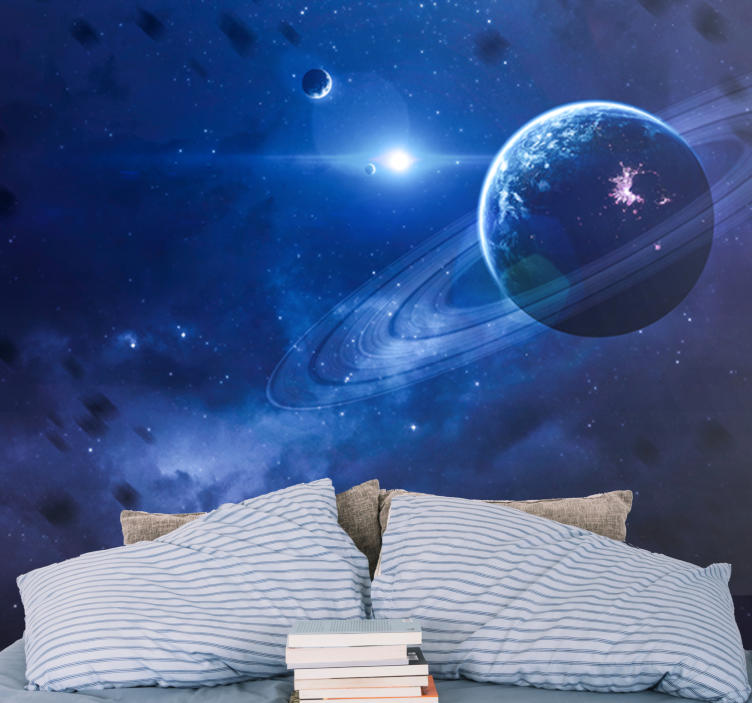 Blue Universe with Stars space wall mural - TenStickers