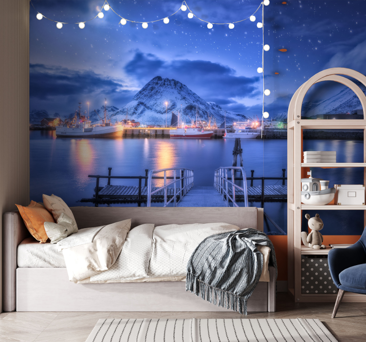 boat with clouds and stars Kids wall Murals - TenStickers