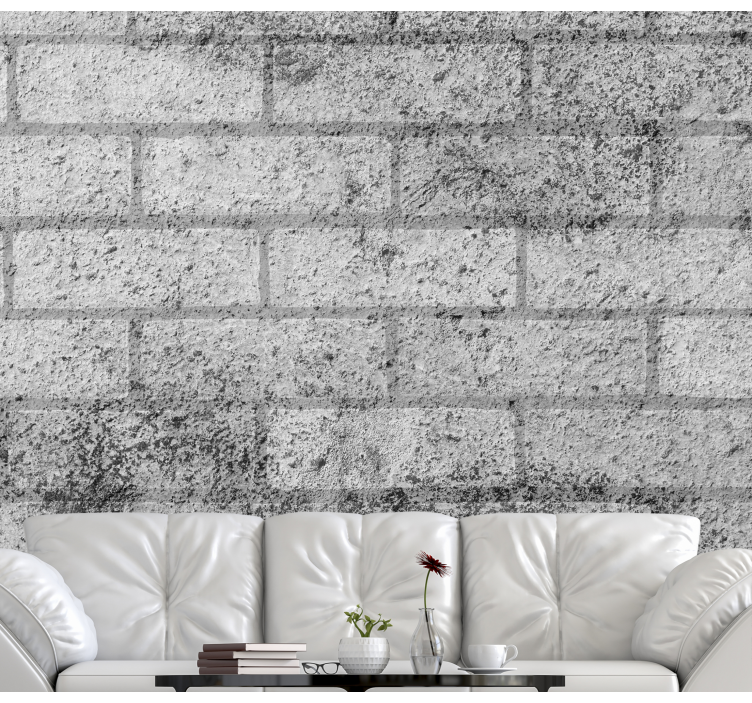 Brick mural wallpaper textured grey blocks - TenStickers
