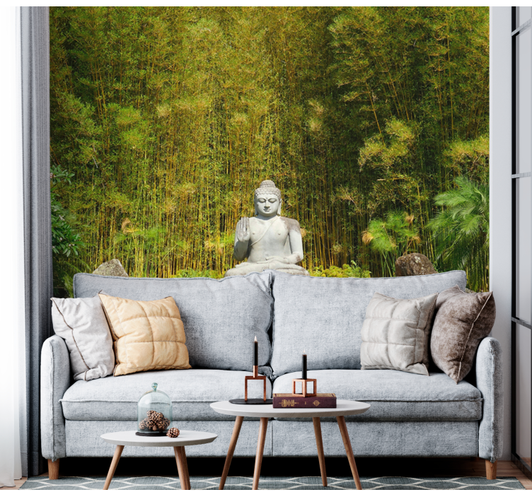 Buddha statue with forest wall mural - TenStickers