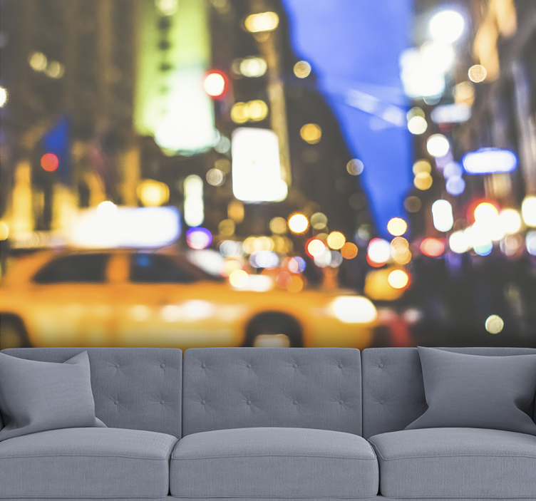 Busy Urban Night city wall mural - TenStickers