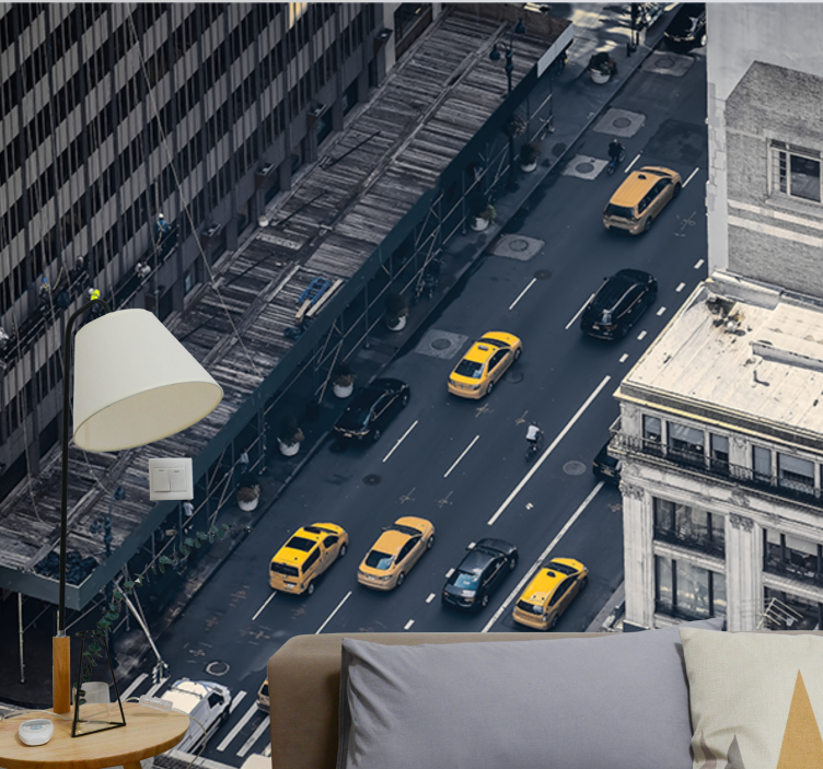Busy Yellow Cabs wall mural new york - TenStickers