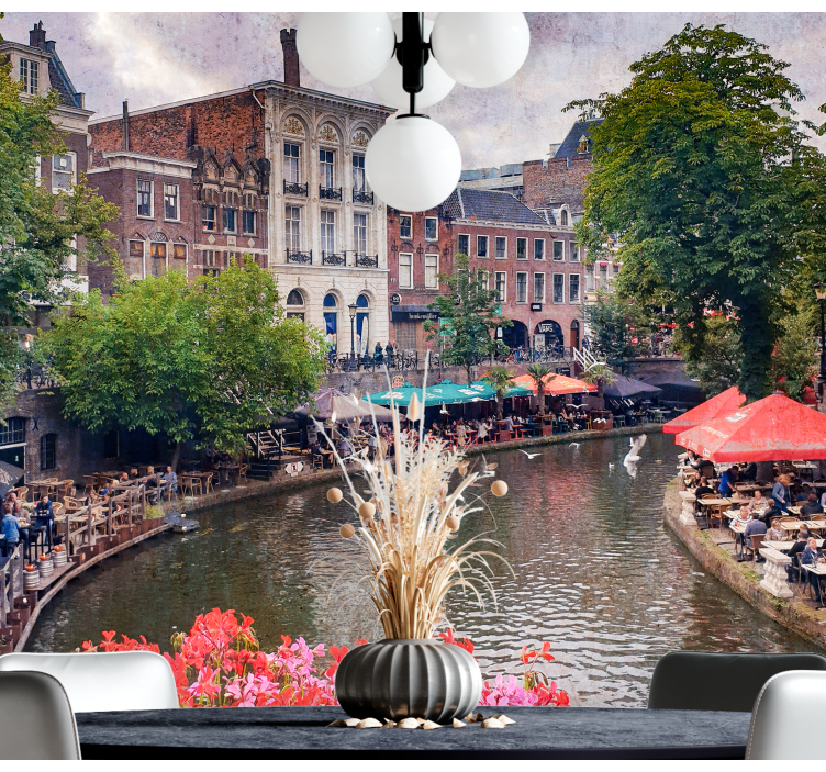 Charming canal view city wall mural - TenStickers