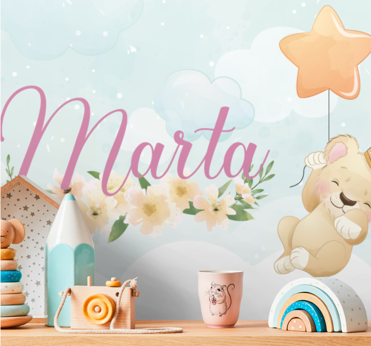 Childrens wall mural cute lion balloon - TenStickers