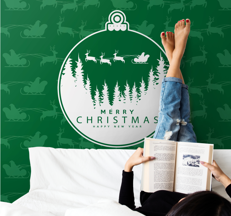 Christmas wall mural joyful winter scene - TenStickers