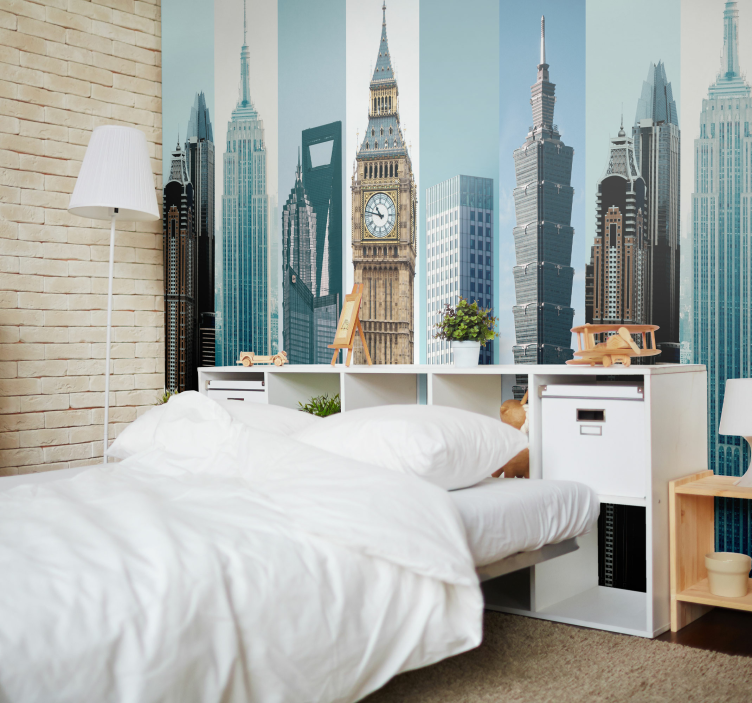 City buildings wall mural wallpaper - TenStickers
