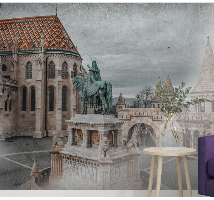 City wall mural budapest castle view - TenStickers