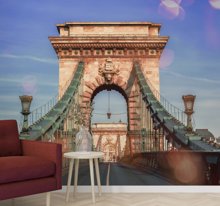 City wall mural chain bridge view - TenStickers