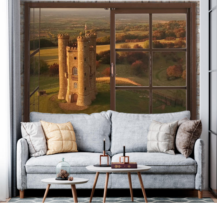 City wall mural historic castle view - TenStickers