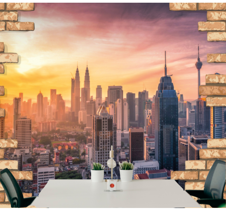 City wall mural kuala lumpur skyline - TenStickers
