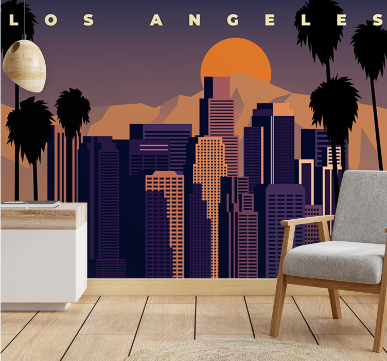 City wall mural los angeles skyline - TenStickers