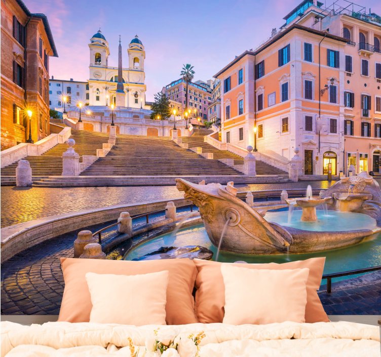 City wall mural spanish steps fountain - TenStickers