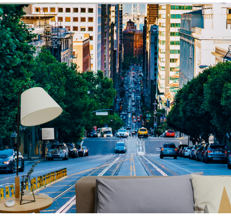 City wall mural urban street scene - TenStickers