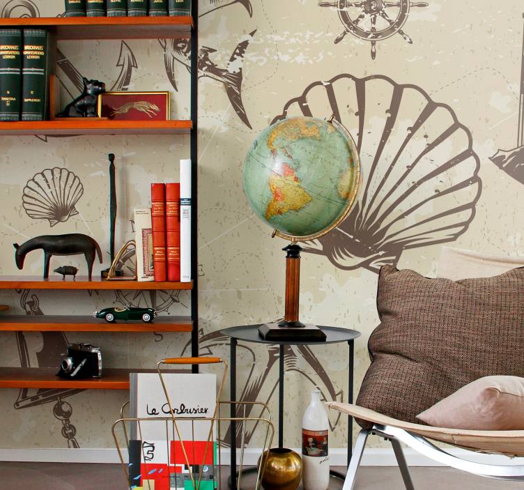 City wall mural with coastal nautical design - TenStickers