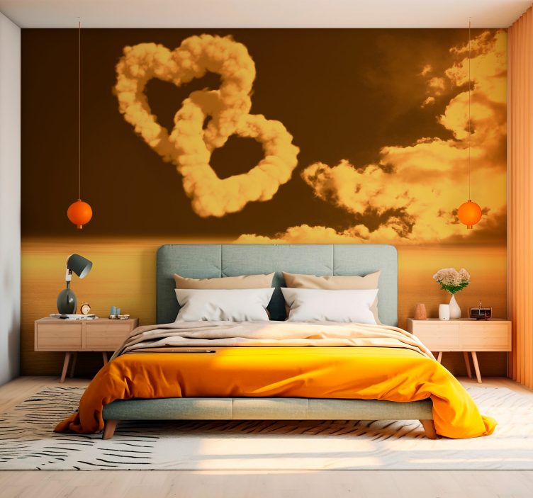 Clouds Heart Symbol romantic wall mural - TenStickers