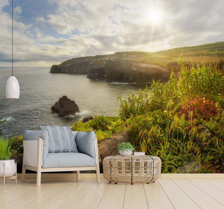 Coastal Cliffs Vista landscape wall mural - TenStickers
