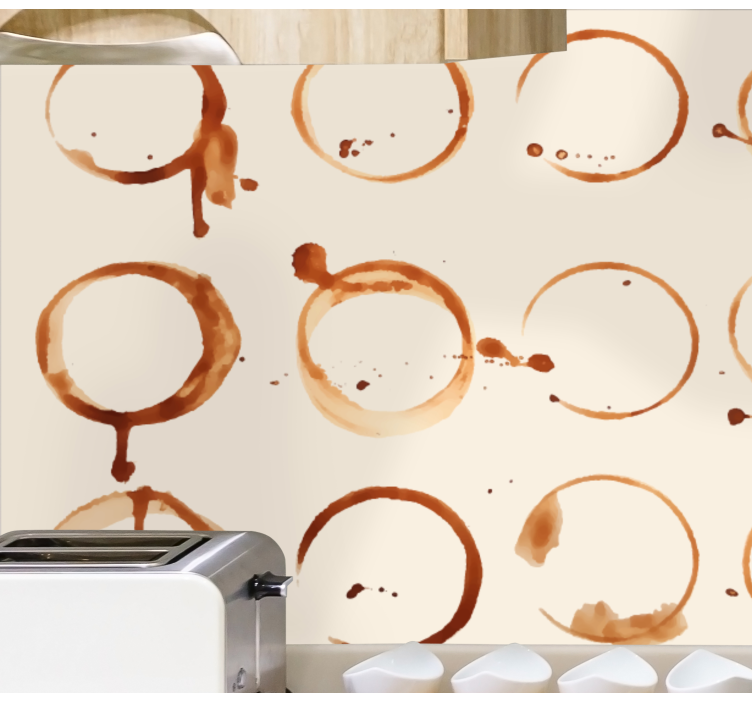 Coffee Ring Patterns wall mural kitchen - TenStickers