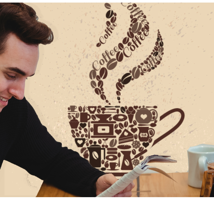 Coffee Time Phrase quote wall mural - TenStickers