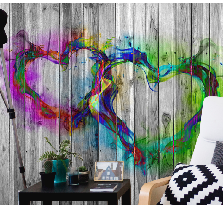 Colorful Heart Forms romantic wall mural - TenStickers