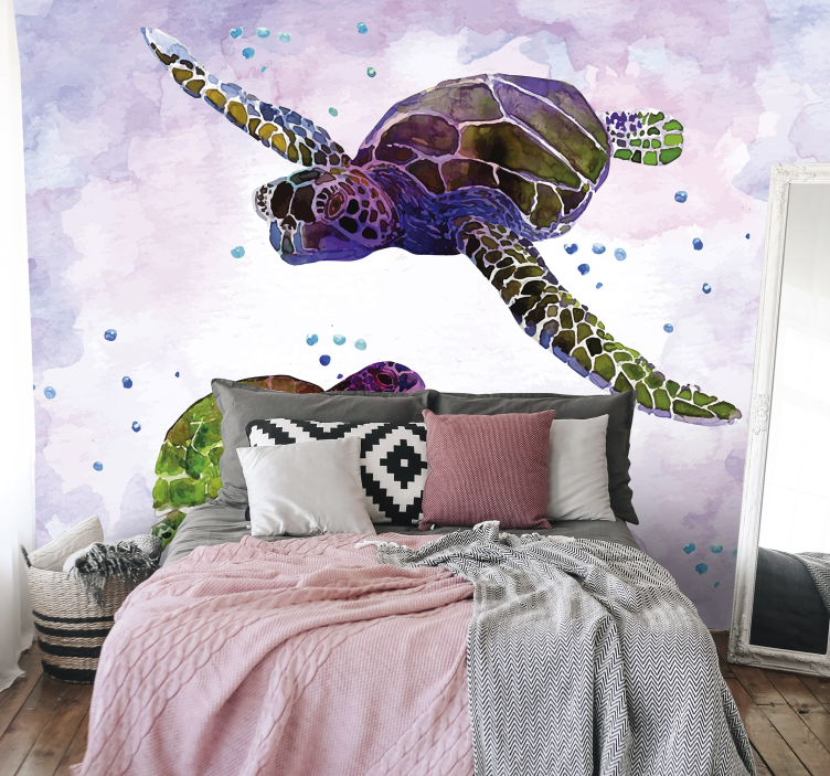 Colorful sea turtle animals wall mural - TenStickers