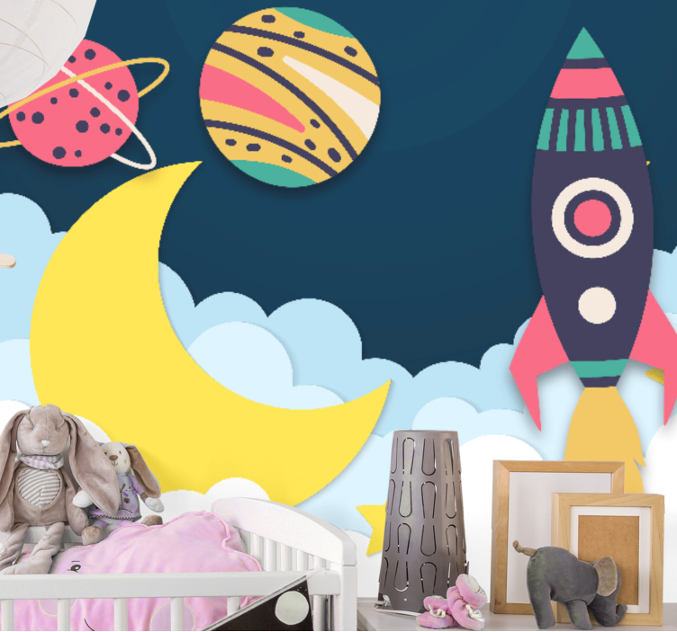 Colourful paper style galaxy Nursery Mural - TenStickers