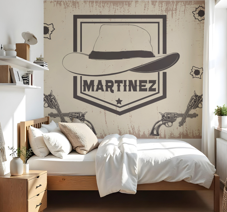 Wall mural teen bedroom customizable cowboy design - TenStickers