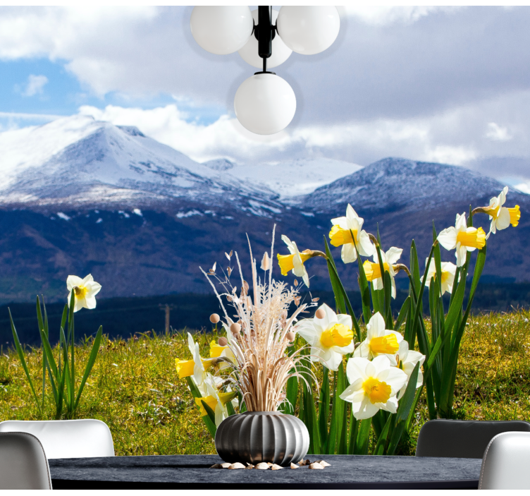 Daffodils on mountains flower wall mural - TenStickers