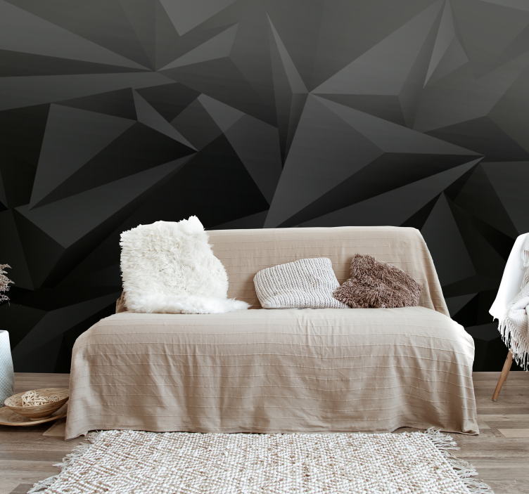 Dark poly geometric 3D Wall Mural - TenStickers