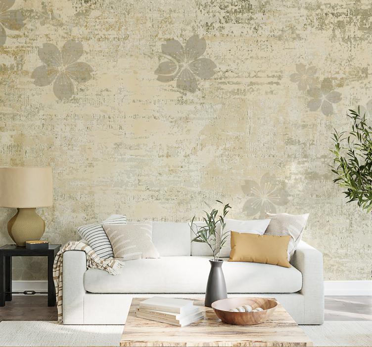 Delicate flower patterns living room wall mural - TenStickers