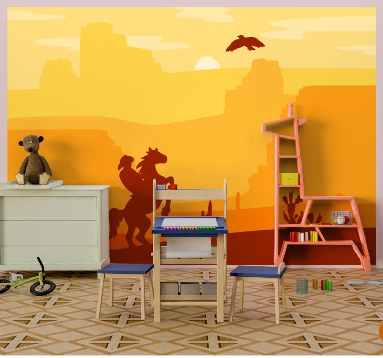 Childrens wall mural cowboy on horseback - TenStickers