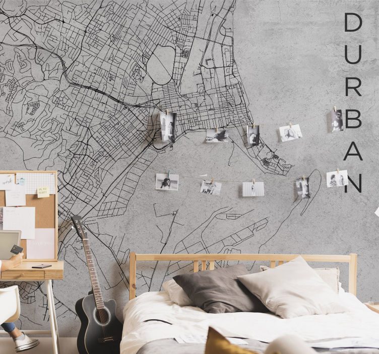 Durban city map wall mural - TenStickers