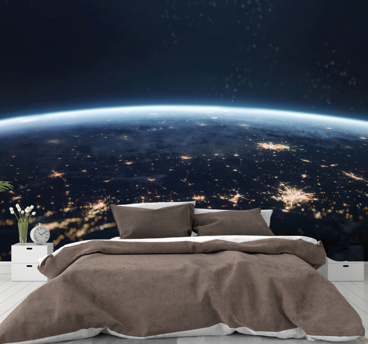 Earth at night space wall mural - TenStickers