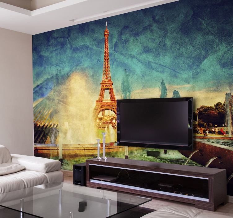 Eiffel tower views paris wall mural - TenStickers