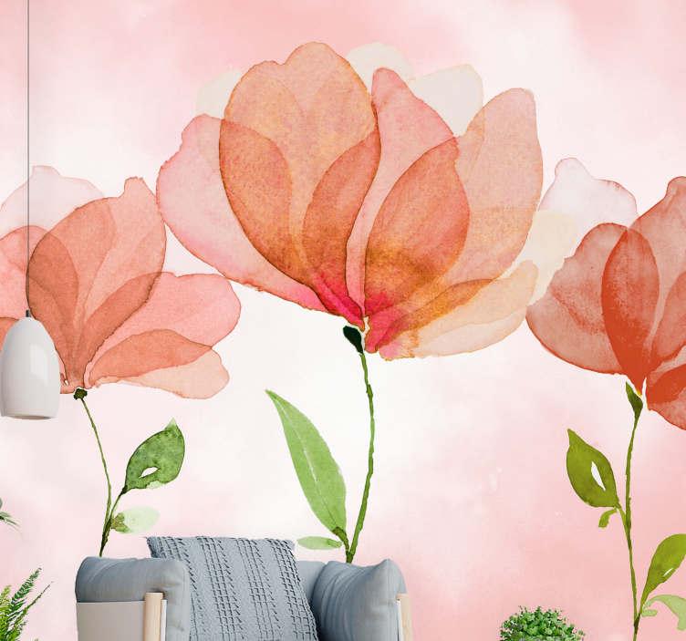 Elegant floral blooms flower wall mural - TenStickers