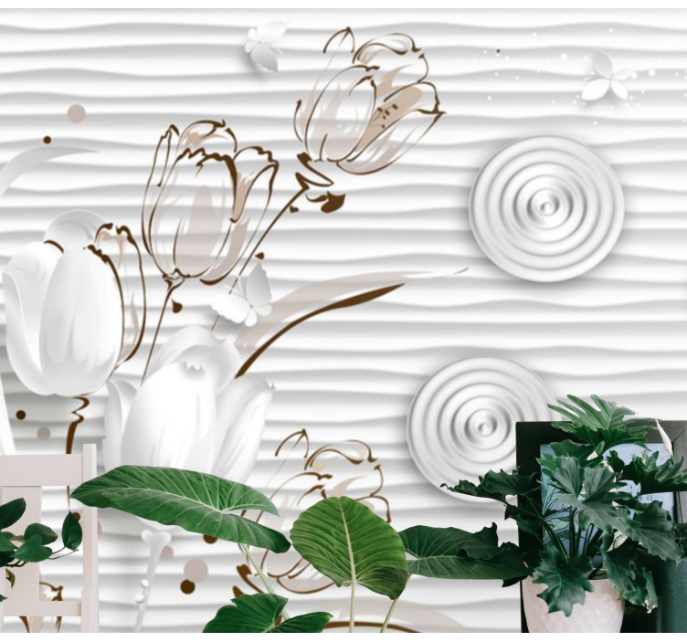 White elegant tulips flower wall mural - TenStickers