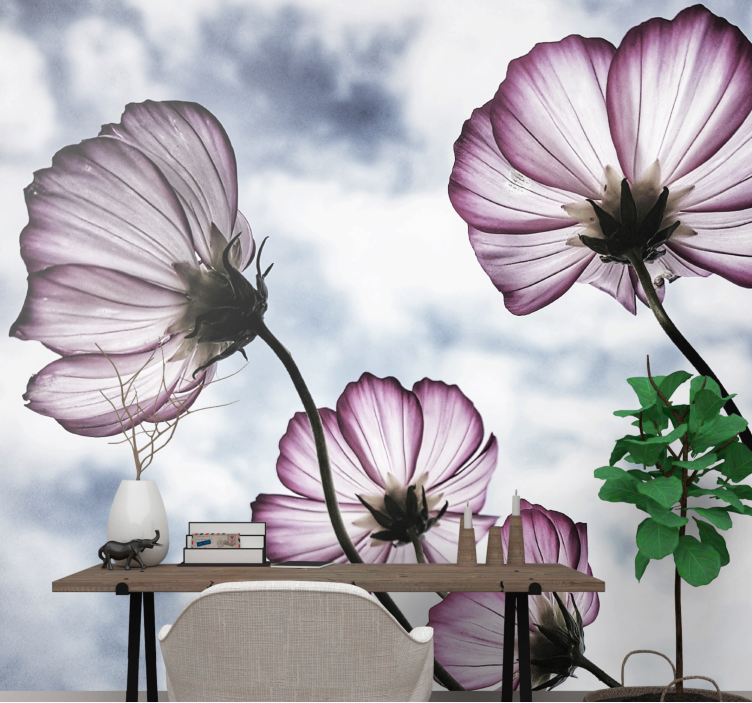 Elegant purple cosmos flower  wall mural - TenStickers
