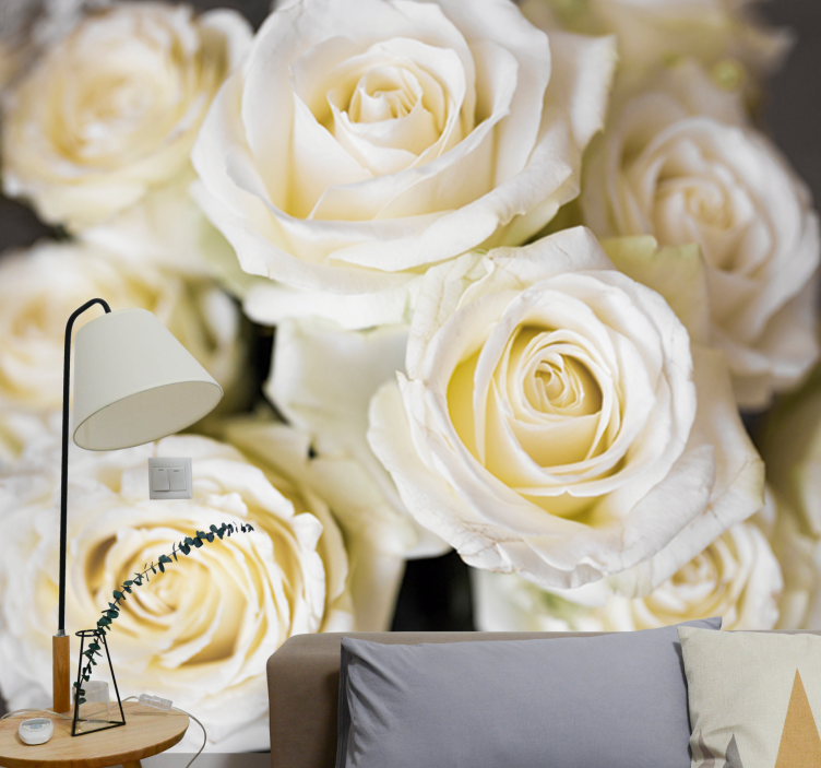 Elegant white roses flower wall mural - TenStickers