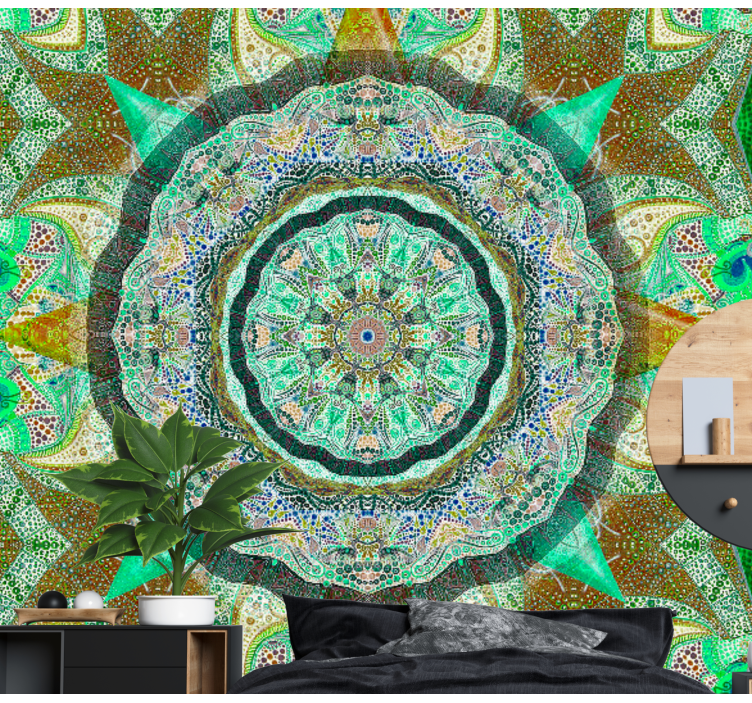 Emerald Fantasy Mandala Wall Mural - TenStickers