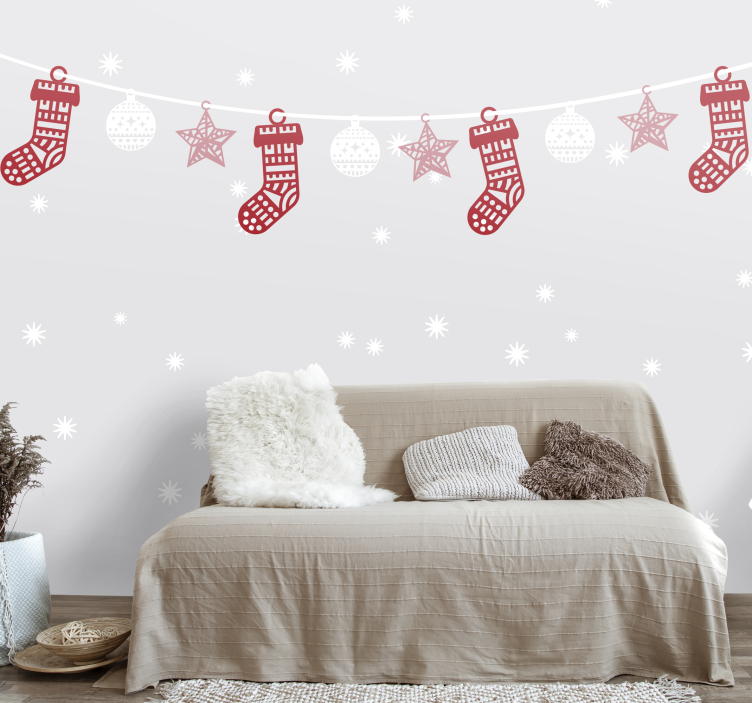 Festive Stockings Garlands christmas wall mural - TenStickers