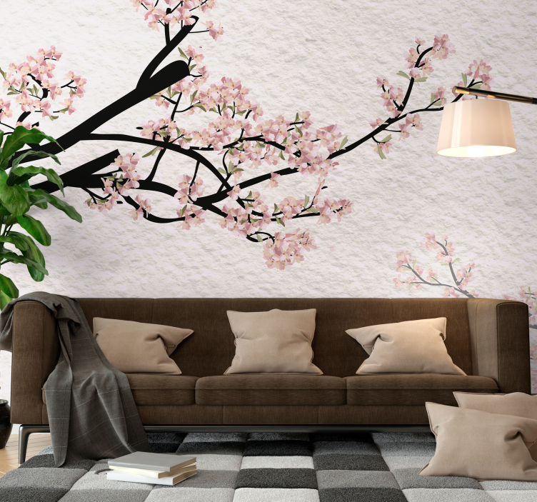 Fleur de Cerisier panoramic wall mural - TenStickers